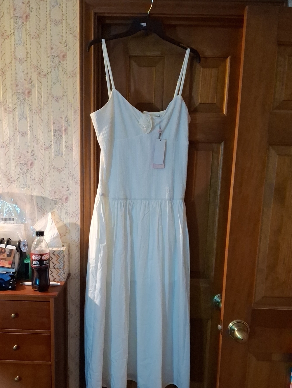 Avec Les Filles Sleeveless 3D Flower A-Line Midi Dress XL NWT